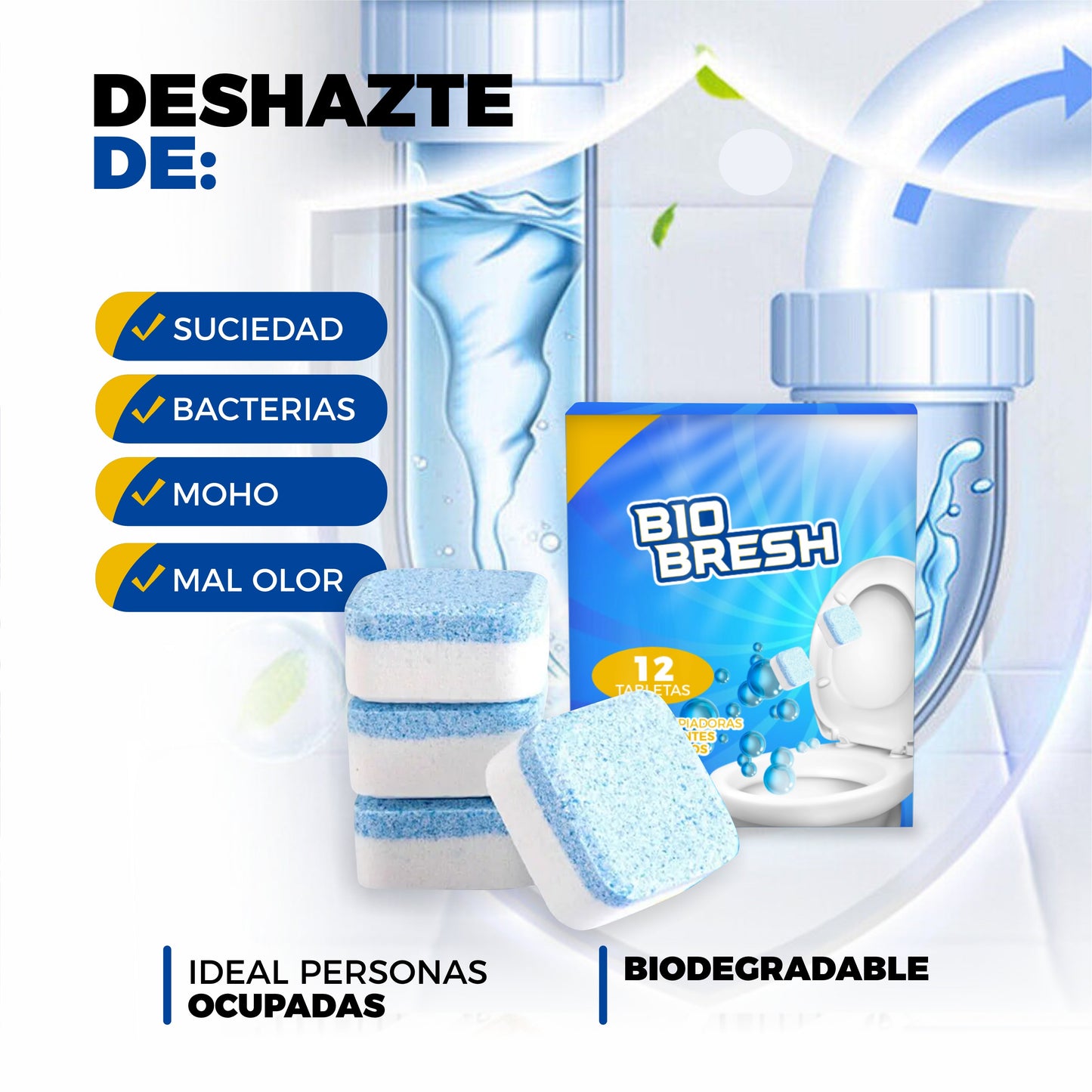 Tabletas Limpiadoras y Desinfectantes Para Sanitarios - BioFresh®