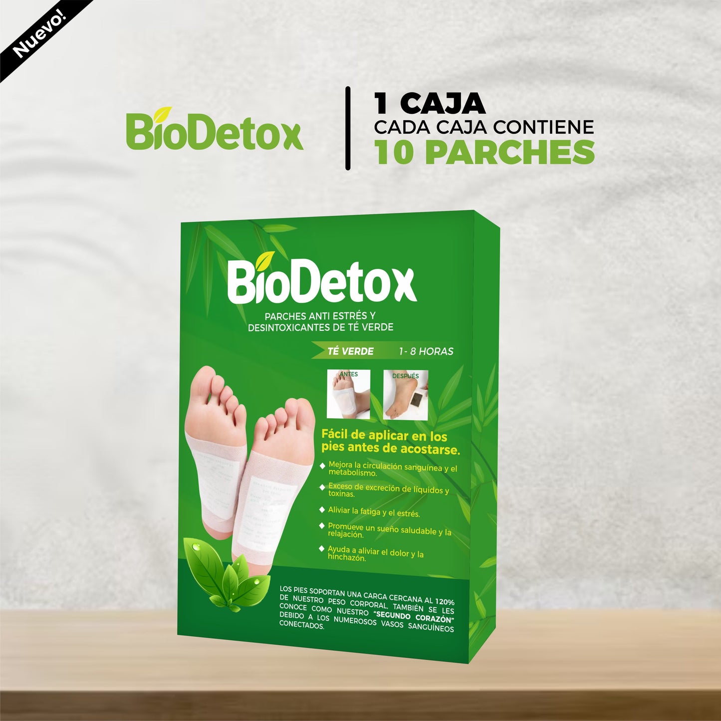 Parches Anti Estrés y  Desintoxicantes De Té Verde- BioDetox©