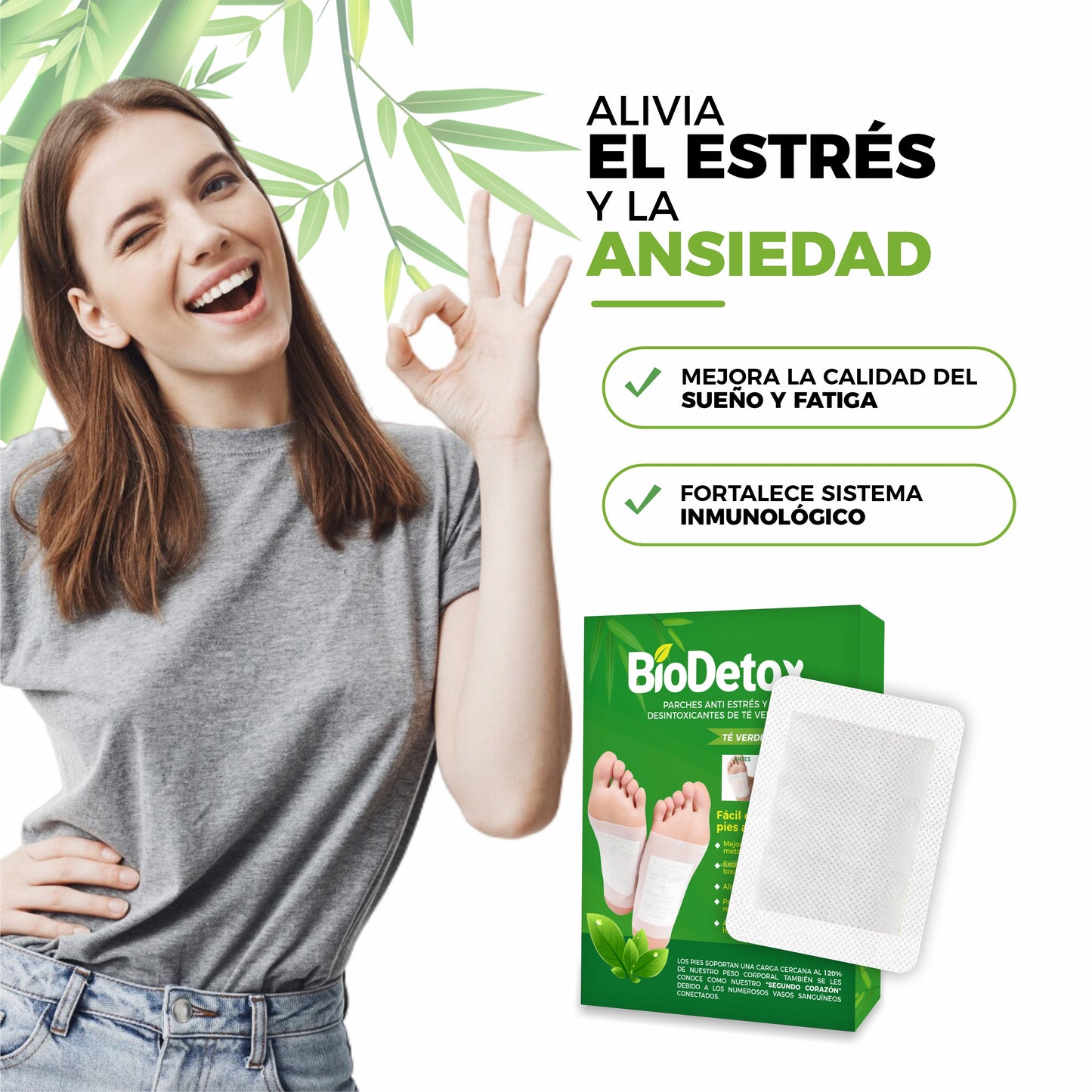 Parches Anti Estrés y  Desintoxicantes De Té Verde- BioDetox©