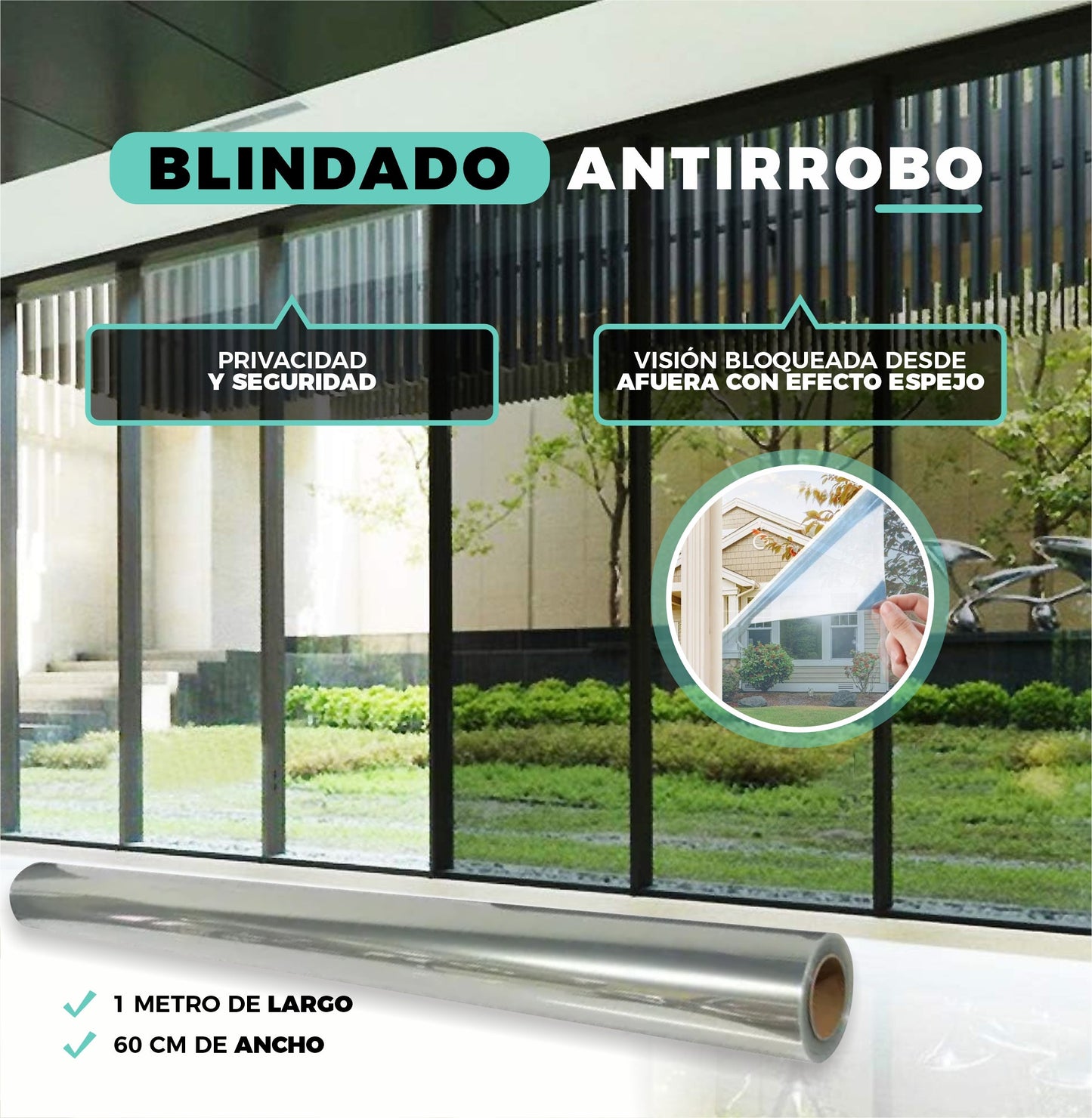 Pack 2 Rollos Polarizador De Ventanas Antirrobo - SafeGlas™ Pro